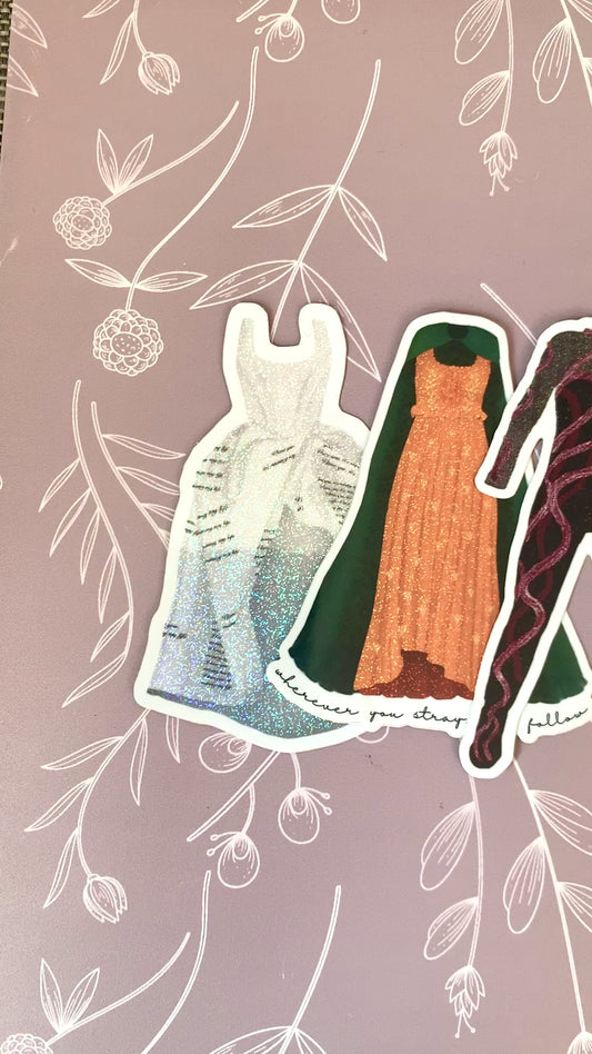 Europe Eras Outfits Glitter Sticker Bundle -- 7 Stickers