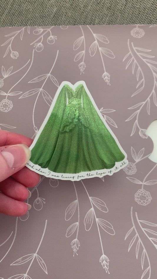 Green Flowy Leaf Forest Dress, Eras Tour Sticker