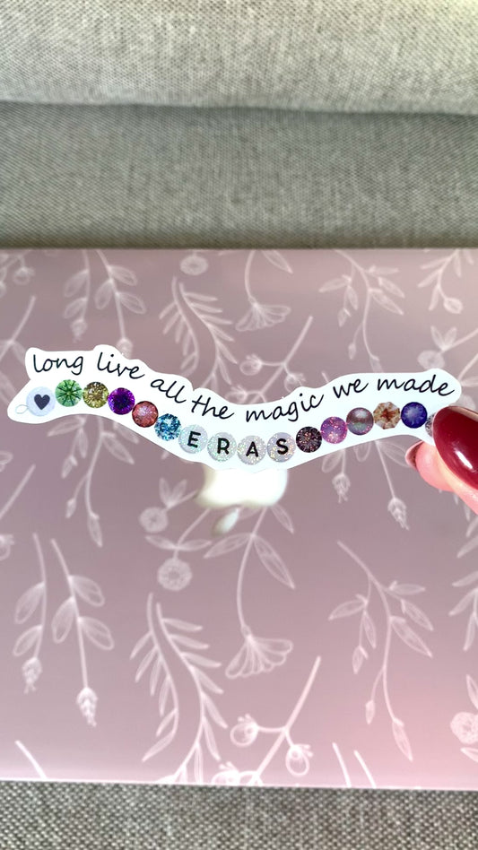 Eras Friendship Bracelet Shimmery Stickers -- Long Live version