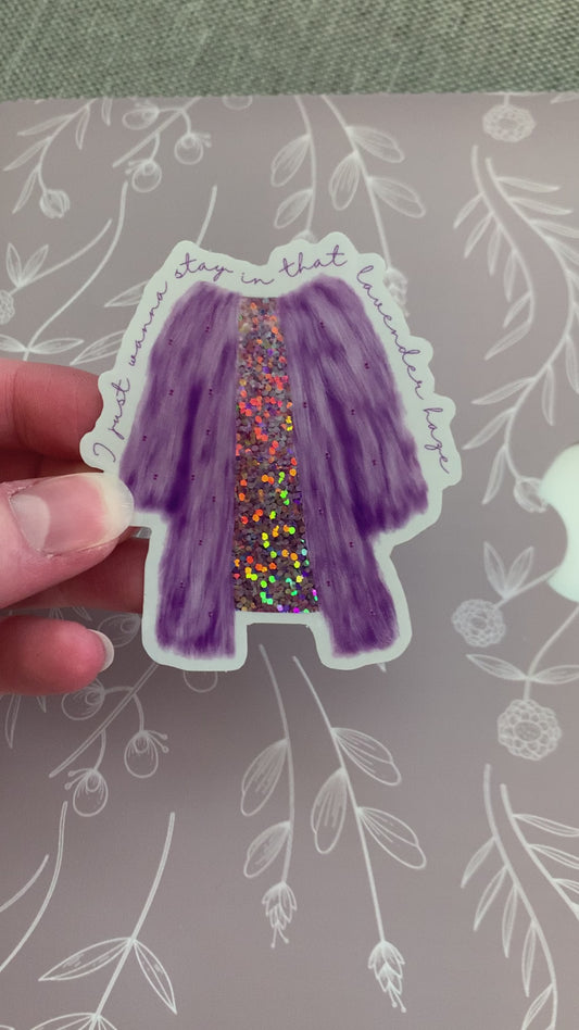Lavender Rhinestone Fur Coat Sticker, Design A